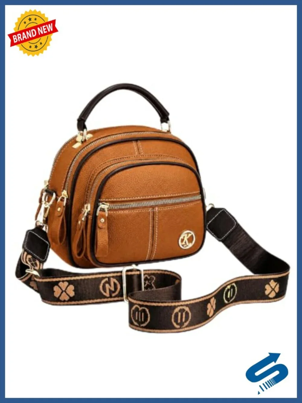 Vintage PU Leather Crossbody Bag with Adjustable Strap and Multiple Pockets
